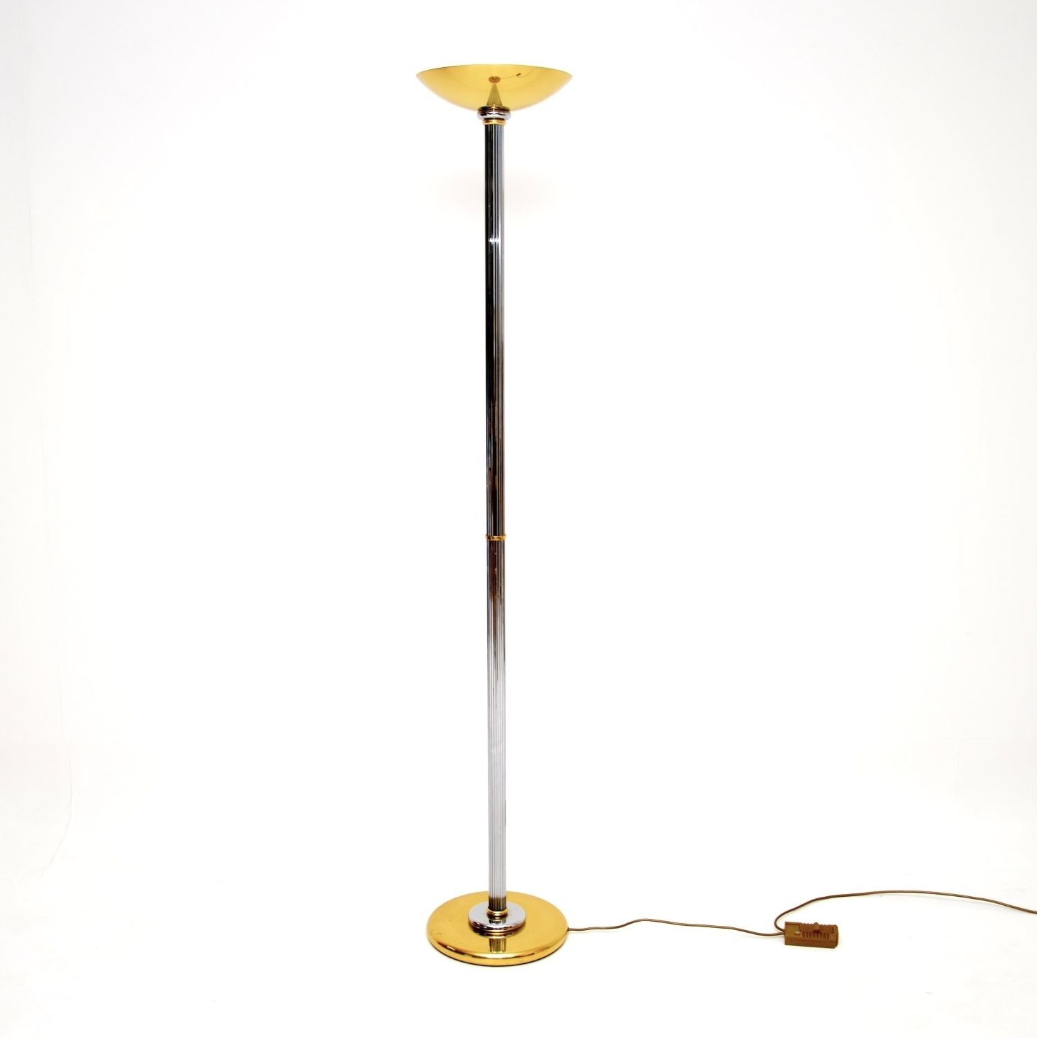 Vintage French Brass And Chrome Floor Lamp By Le Dauphin