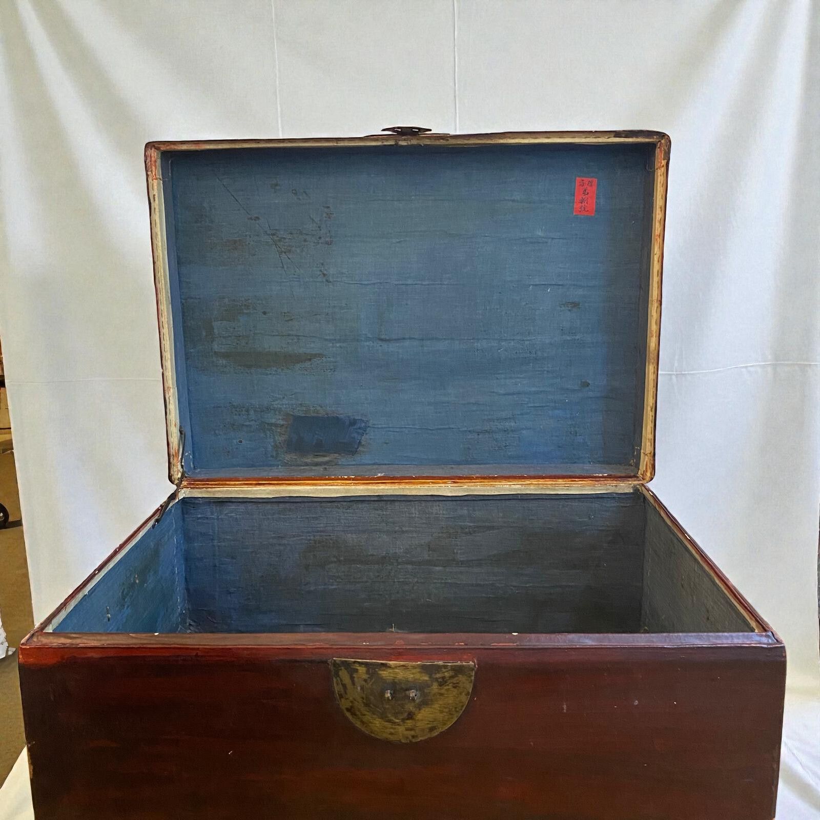 Lacquered Leather Chinese Box Circa 1910. photo for sale