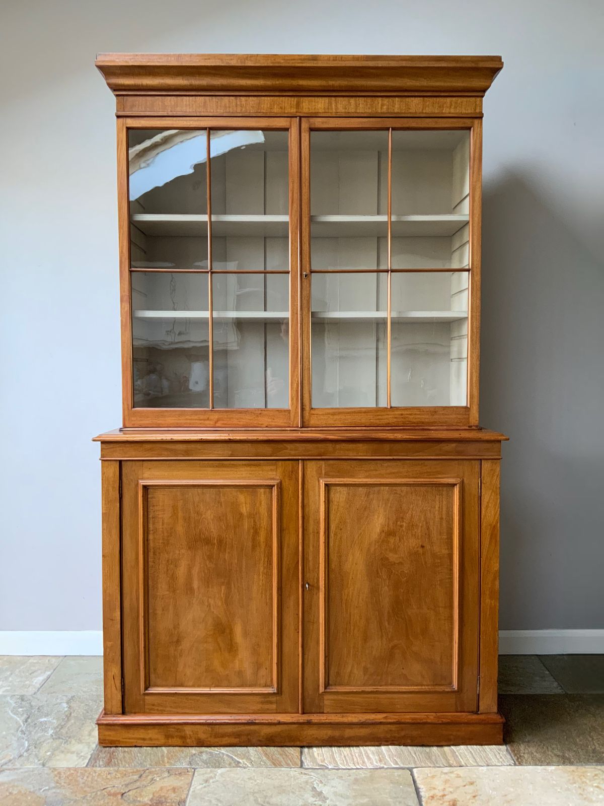 Antique Restored Mahogany Glazed Continental Kitchen Dresser Larder Bookcase