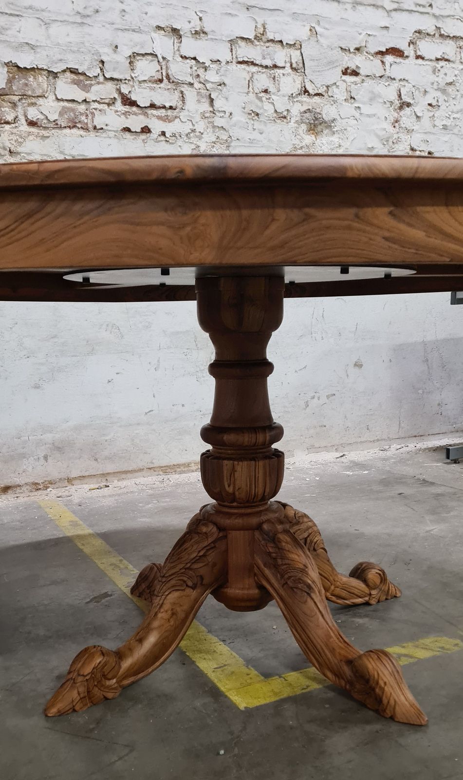 Round Reclaimed Teak Plantation Style Pedestal Dining Table | 150 Cm photo for sale
