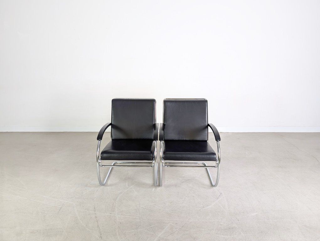 2x Ks 46 Midcentury Armchair Thonet Anton Lorenz Leather Black photo furniture