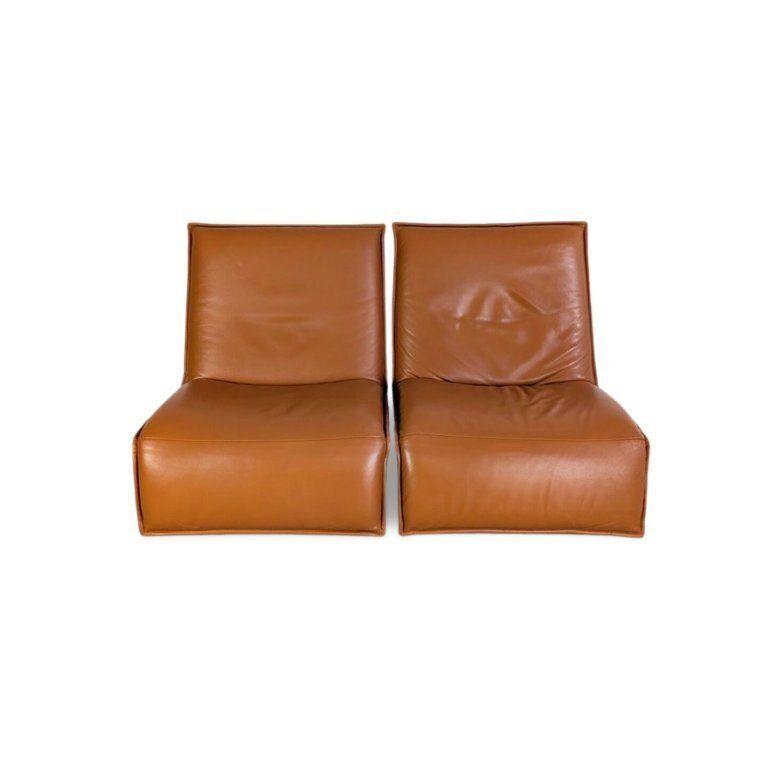 2x Koinor Epos Free Motion Armchairs, Cognac Brown Leather, Design