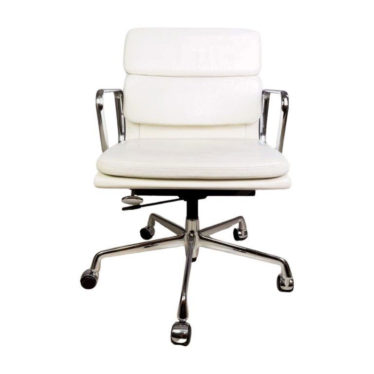Original Vitra Ea 217 Office Chair Charles Eames Leather White Executive Chair