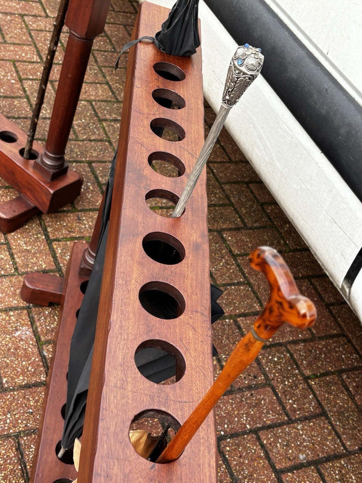 Home Decor Country House Pair Of Mahogany Walking Stick Stands. Each Holds 10. photo