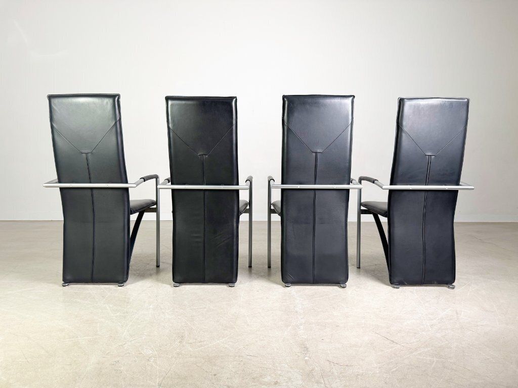 Set Of 4 Ronald Schmitt Rst 4 Chairs Leather Design Chair With Armrests photo 1481.0