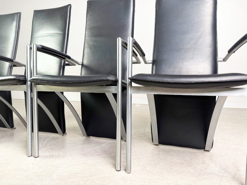 photo for sale Set Of 4 Ronald Schmitt Rst 4 Chairs Leather Design Chair With Armrests