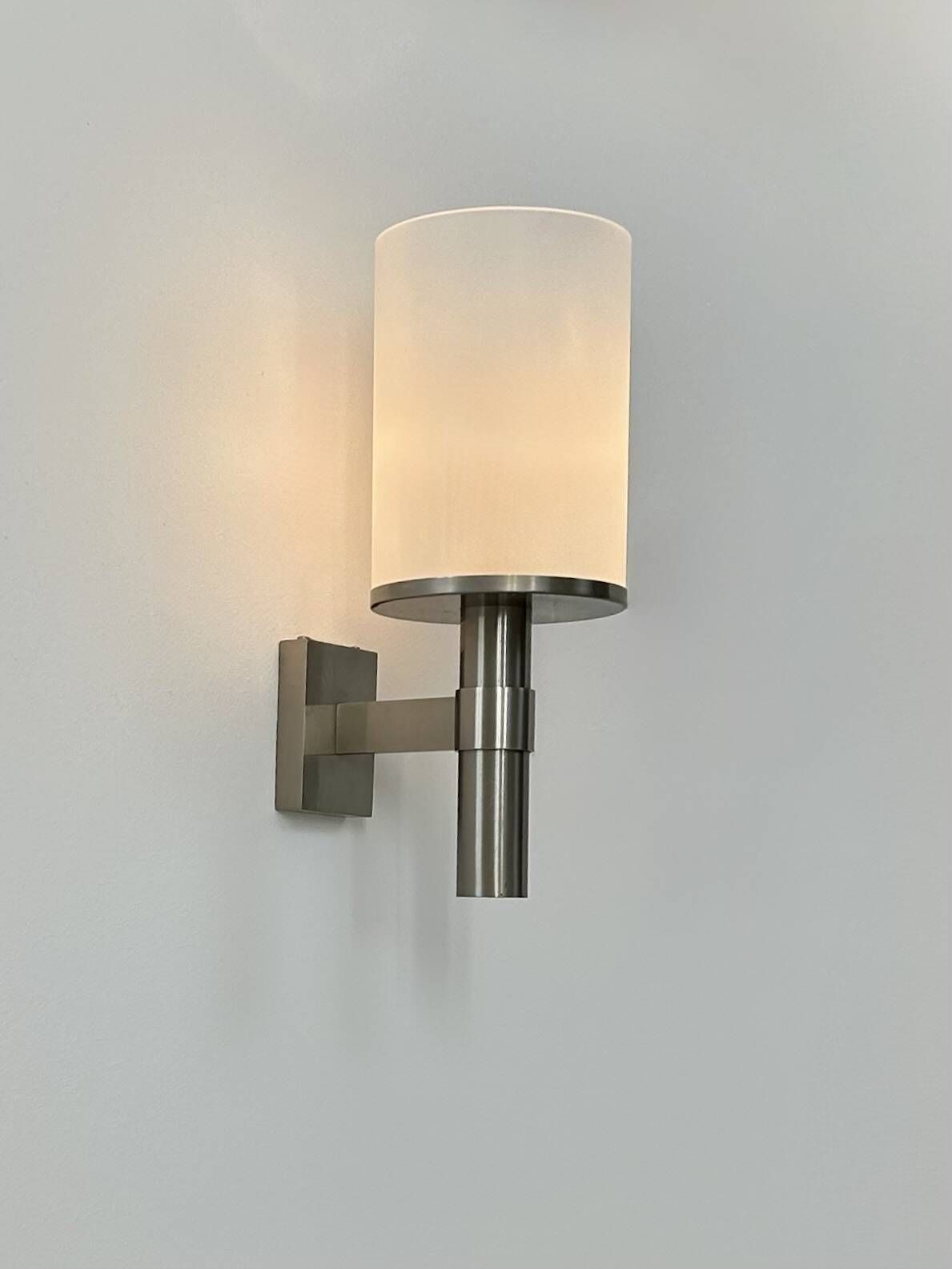 Perzel Wall Light, Model 1141 Bis, Metal And Opaline Glass, France, 1960 photo furniture
