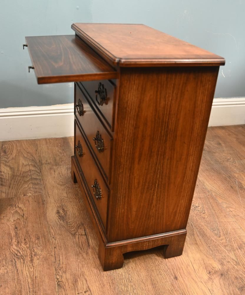 Pair Walnut Bachelors Chests Georgian Revival Bedside Cabinet photo vintage