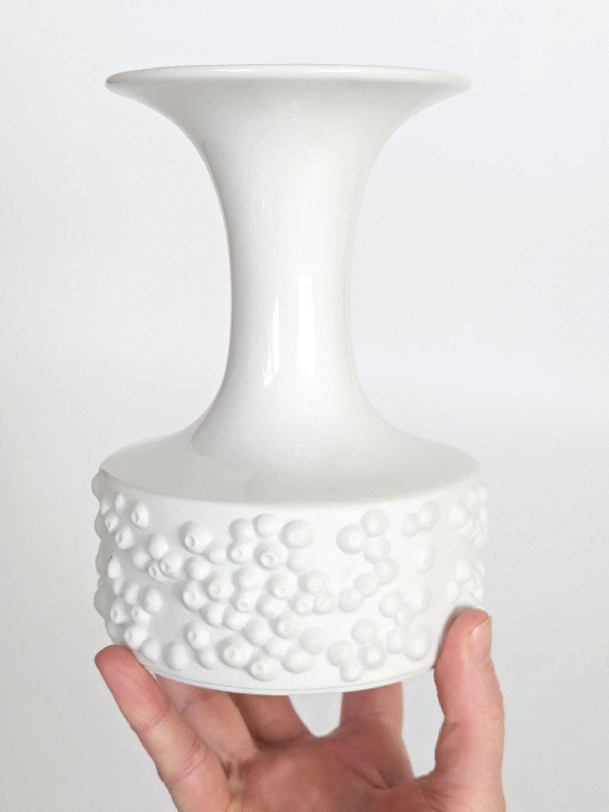 Midcentury German Biscuit Porcelain Vase By Konigl. Pr. Teitau, Space Age Bubble Design photo for sale