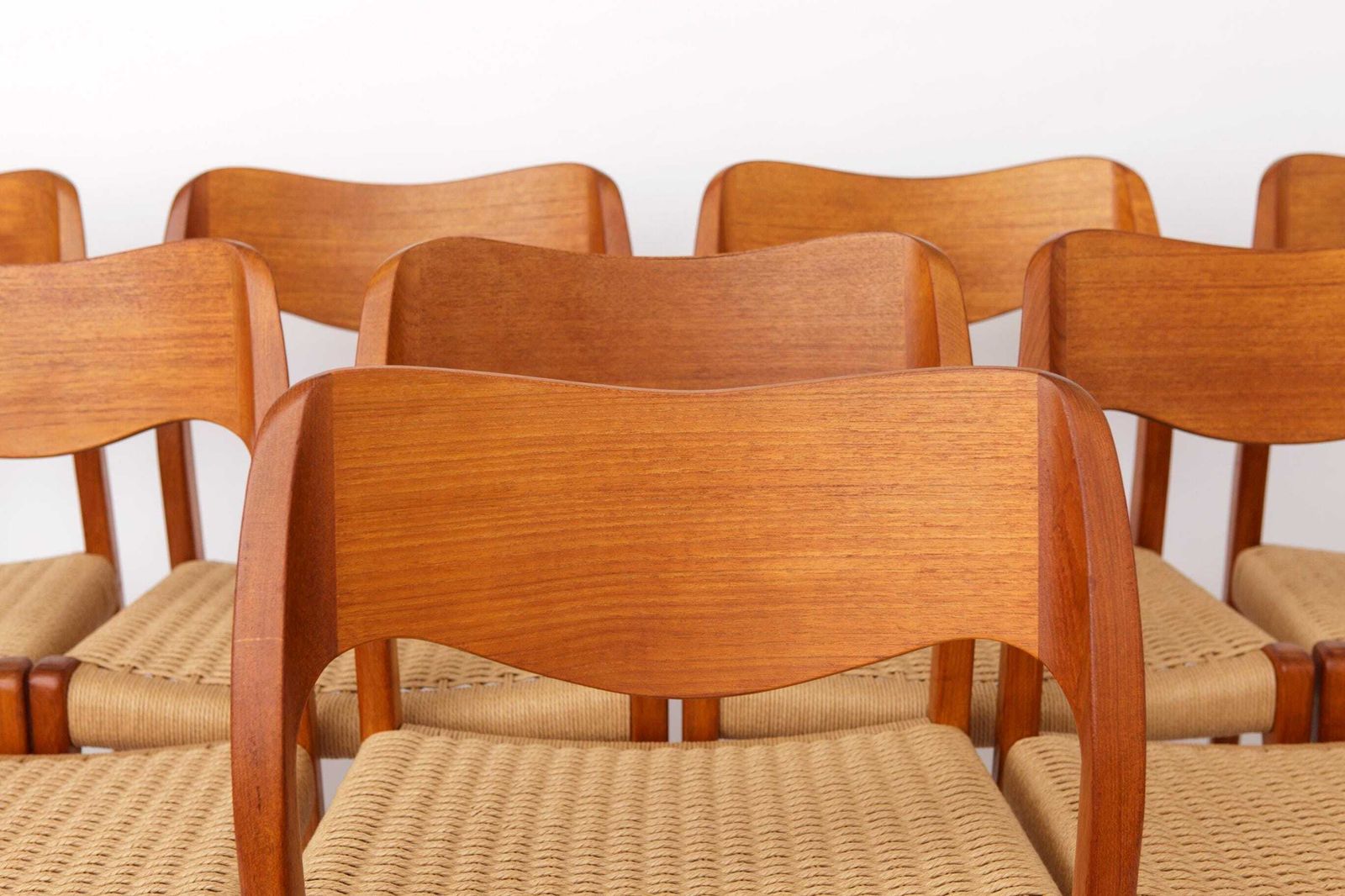 Set Of 8 Niels Otto Møller Model 71 Chairs, 1960s Danish Mid Century Modern, Teak Dining Chairs photo furniture