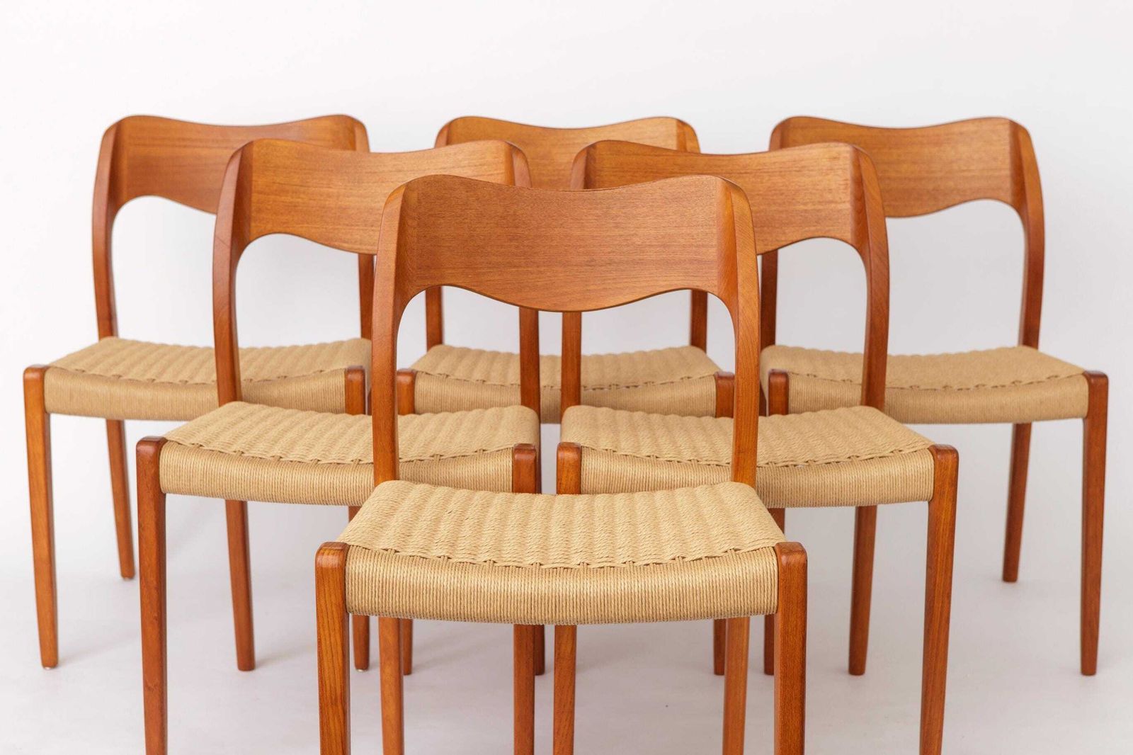 Set Of 8 Niels Otto Møller Model 71 Chairs, 1960s Danish Mid Century Modern, Teak Dining Chairs photo for sale
