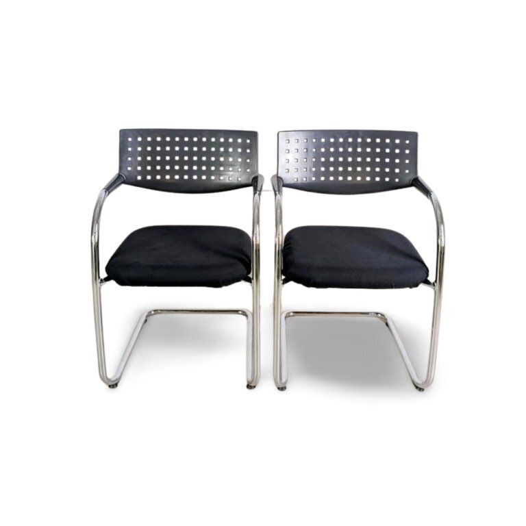 Set Of 2 Vitra Visavis Chairs, Cantilever Design Armchairs