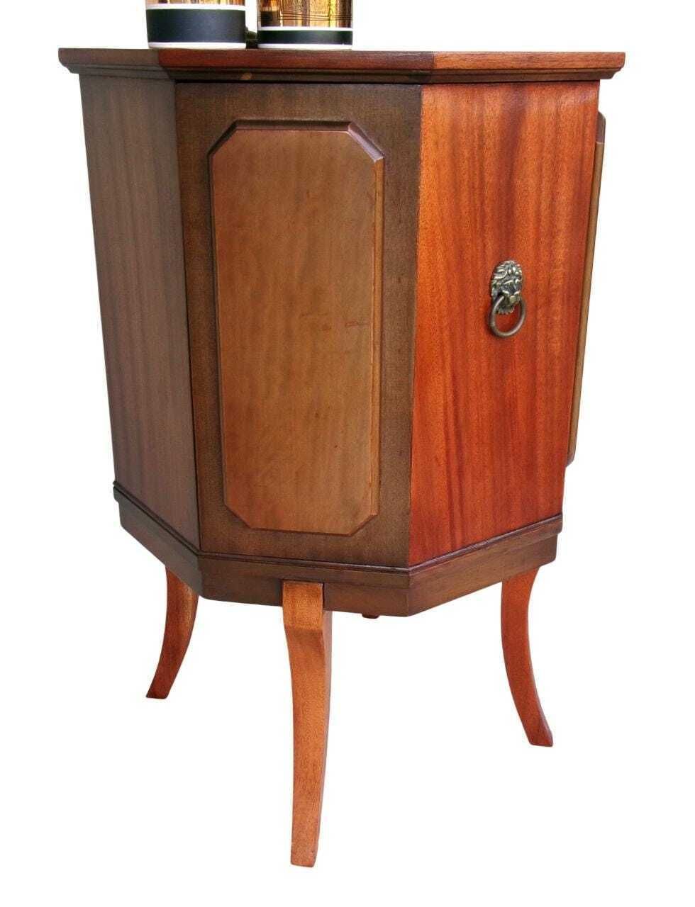 Mid Century Cellarette Drinks Cabinet, Mahogany Gin Liquor Cupboard, Octagonal, Vintage Bar photo buy