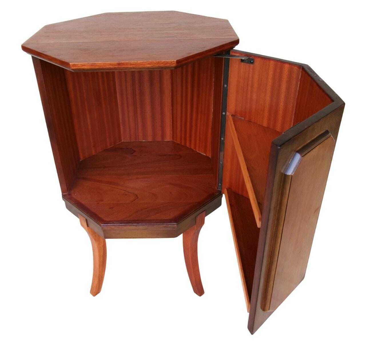 Mid Century Cellarette Drinks Cabinet, Mahogany Gin Liquor Cupboard, Octagonal, Vintage Bar photo vintage