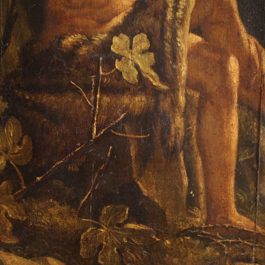 photo vintage Antique French Painting Of St. John The Baptist From The 18th Century
