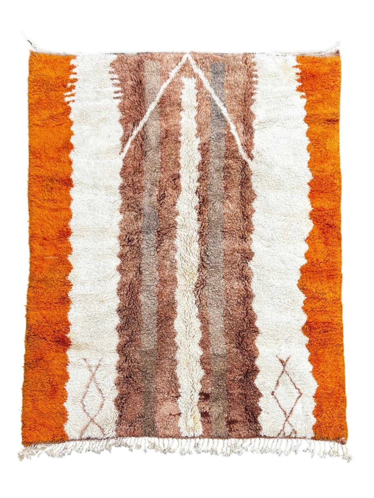 Moroccan Mrirt Rug Handmade Wool 230x300 Cm – Modern Berber Rug – Cream Orange Yellow Area Rug – Contemporary Decor photo furniture