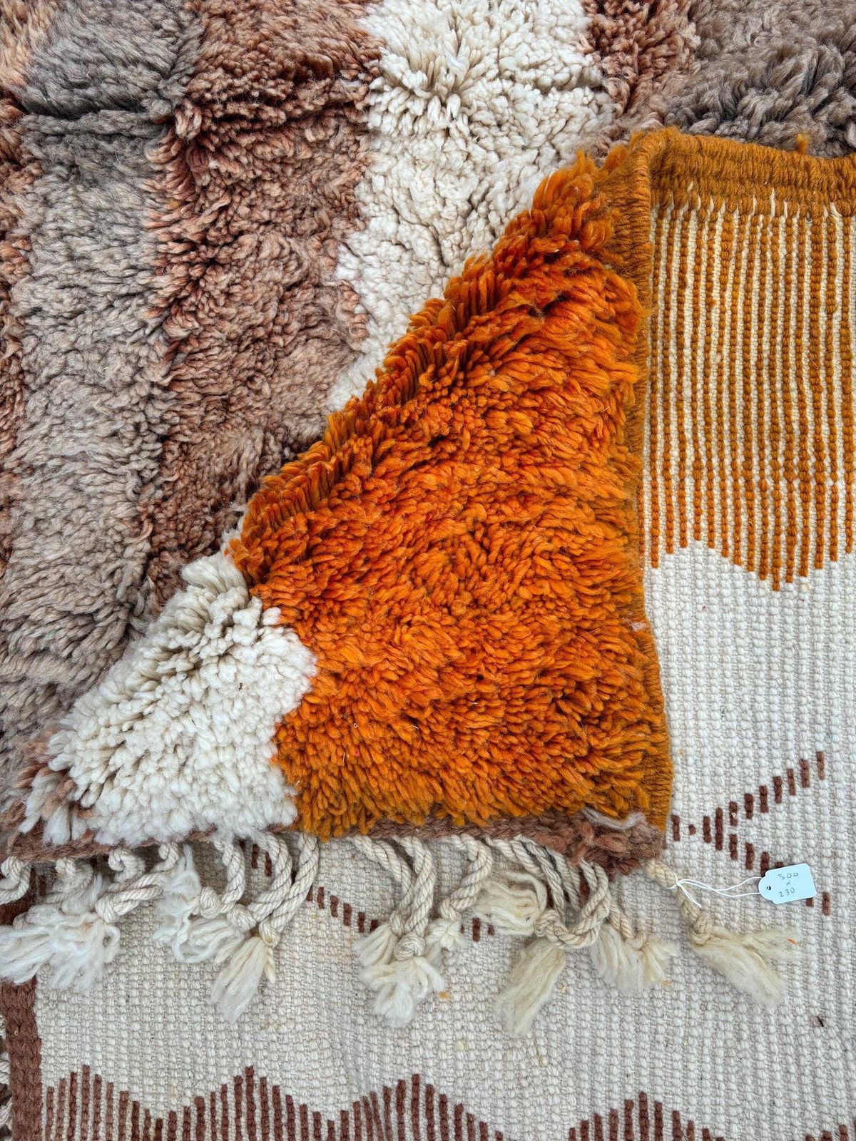 Moroccan Mrirt Rug Handmade Wool 230x300 Cm – Modern Berber Rug – Cream Orange Yellow Area Rug – Contemporary Decor photo 1228.0