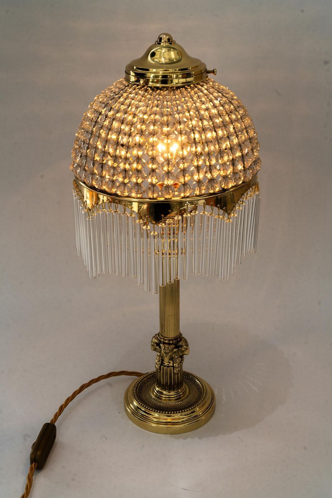 photo for sale Art Deco Table Lamp With Cut Glass Shade And Glass Sticks Vienna Around 1920s