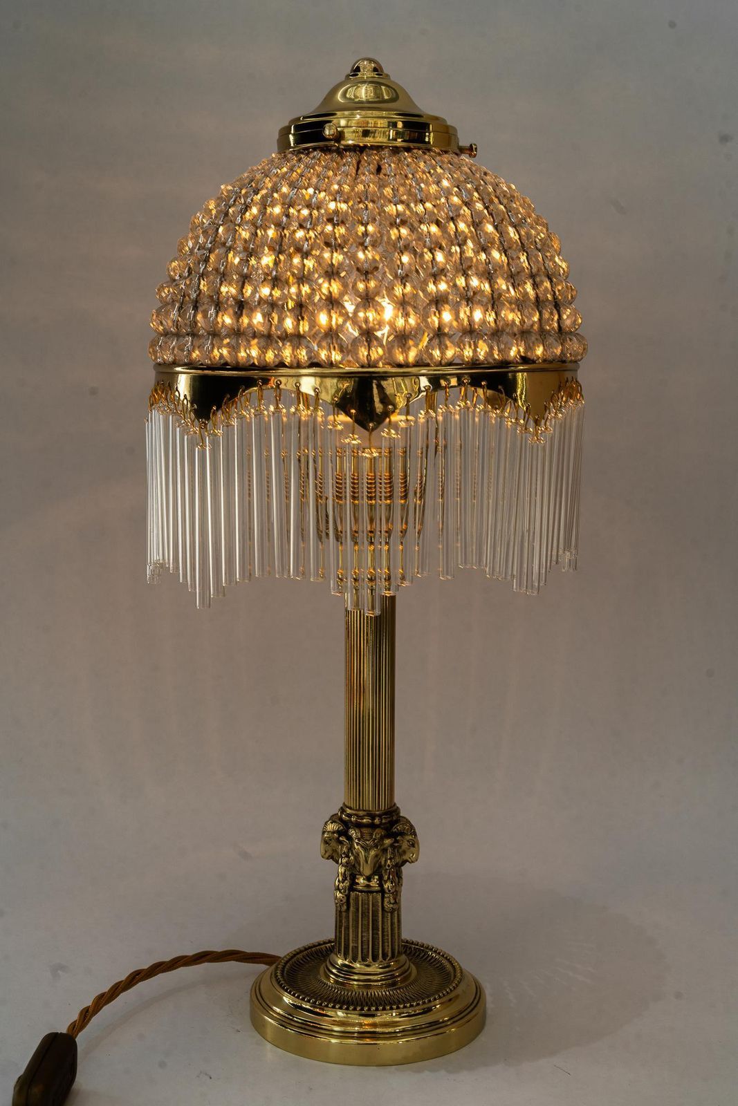 Lighting Art Deco Table Lamp With Cut Glass Shade And Glass Sticks Vienna Around 1920s photo