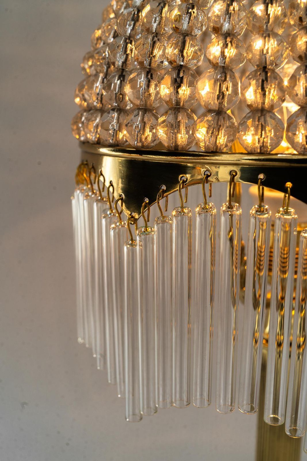 photo vintage Art Deco Table Lamp With Cut Glass Shade And Glass Sticks Vienna Around 1920s