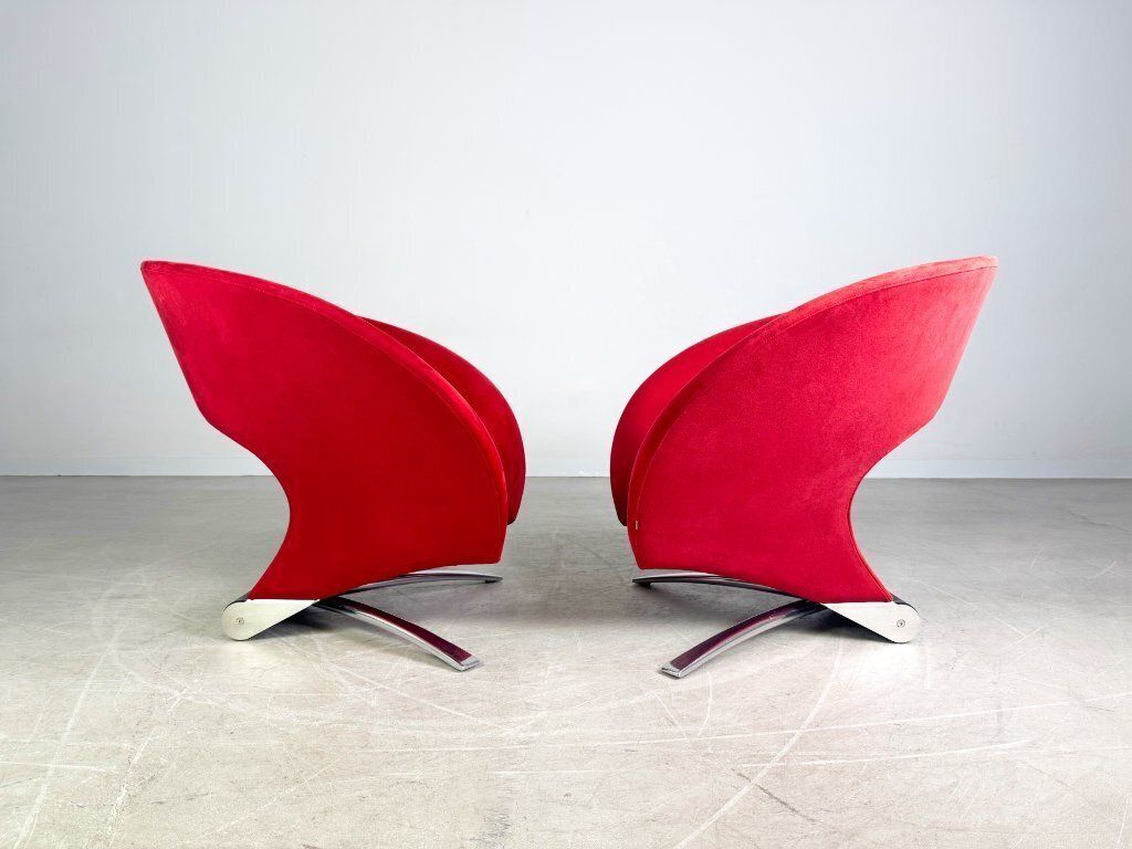 2x Original Fora Form Loop Armchair Johan Verde Red Velvet Design Chair photo 1358.0