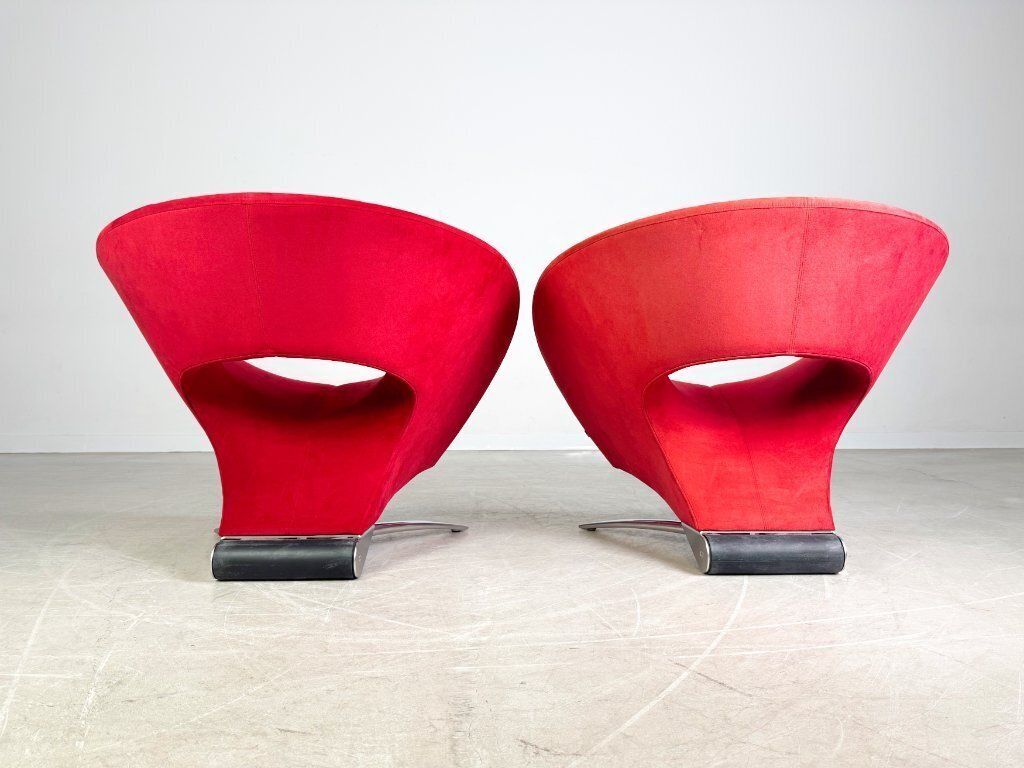 photo furniture 2x Original Fora Form Loop Armchair Johan Verde Red Velvet Design Chair