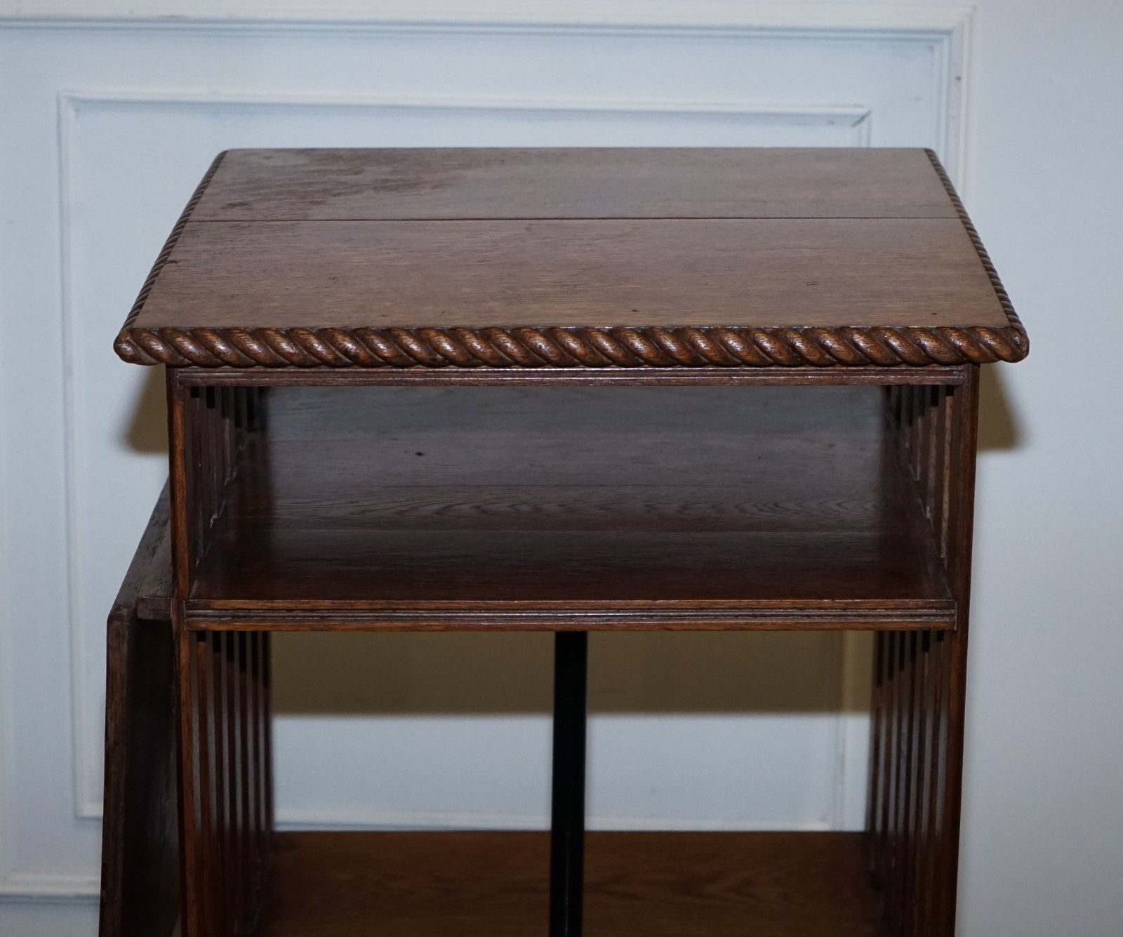 photo buy Antique Substantial Oak Revolving Bookcase With Folding Reading Stand