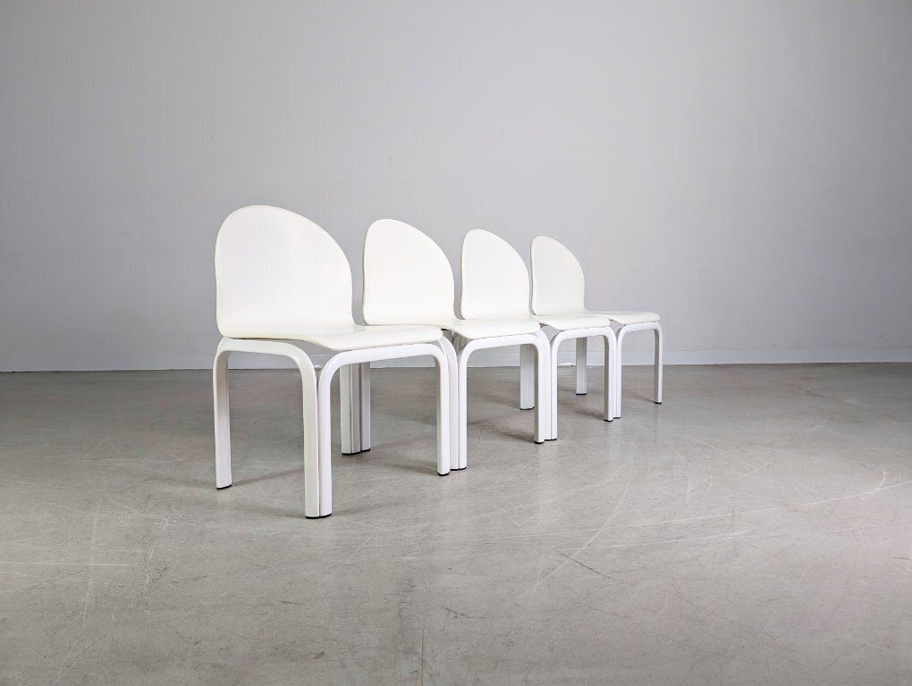 Original 4 Piece Set Knoll Orsay Chairs Gae Aulenti Chair Leather Design photo Furniture