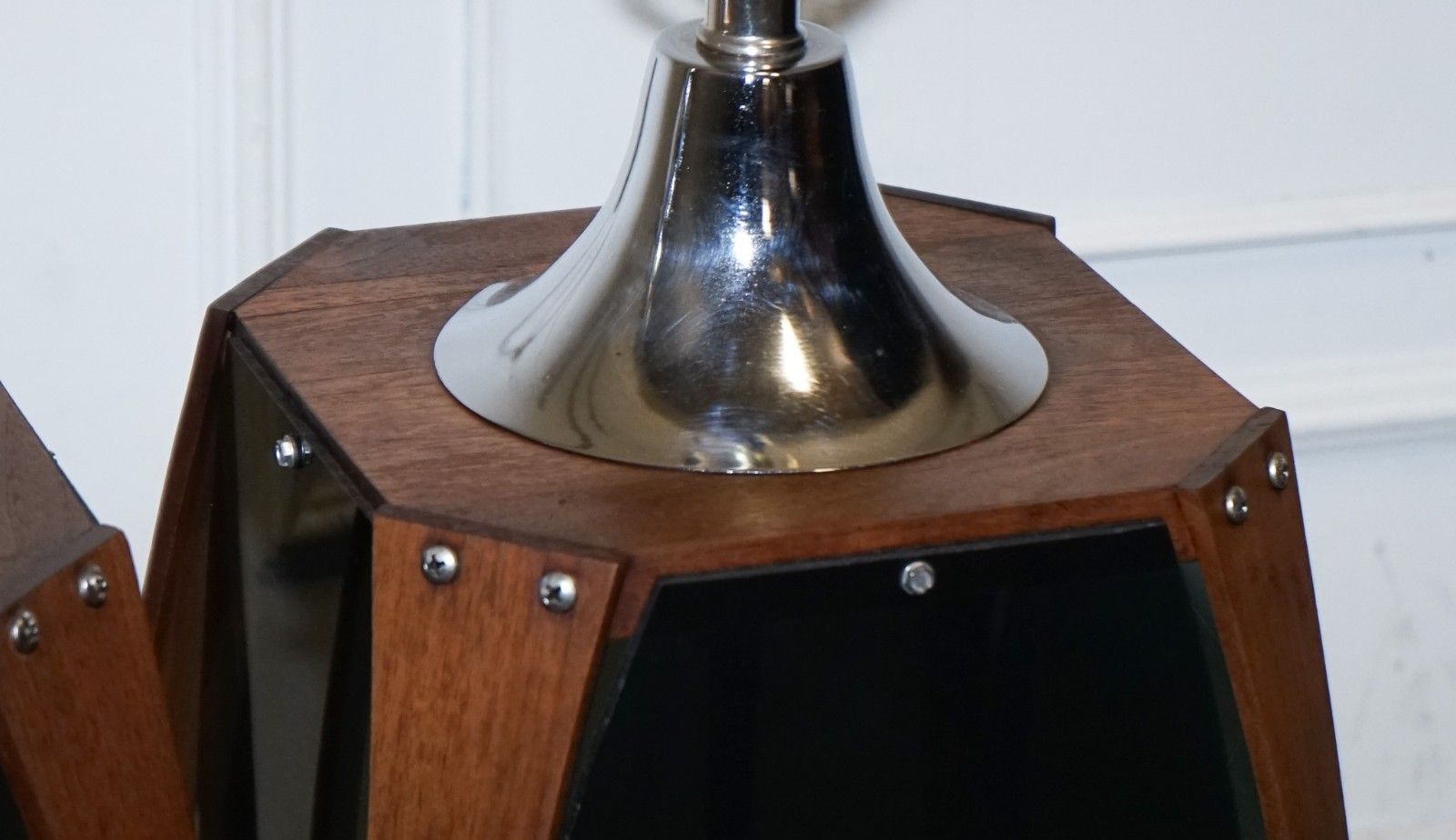 Pair Of Large Modern Danish Acrylic & Teak Mid Century Lamps photo buy