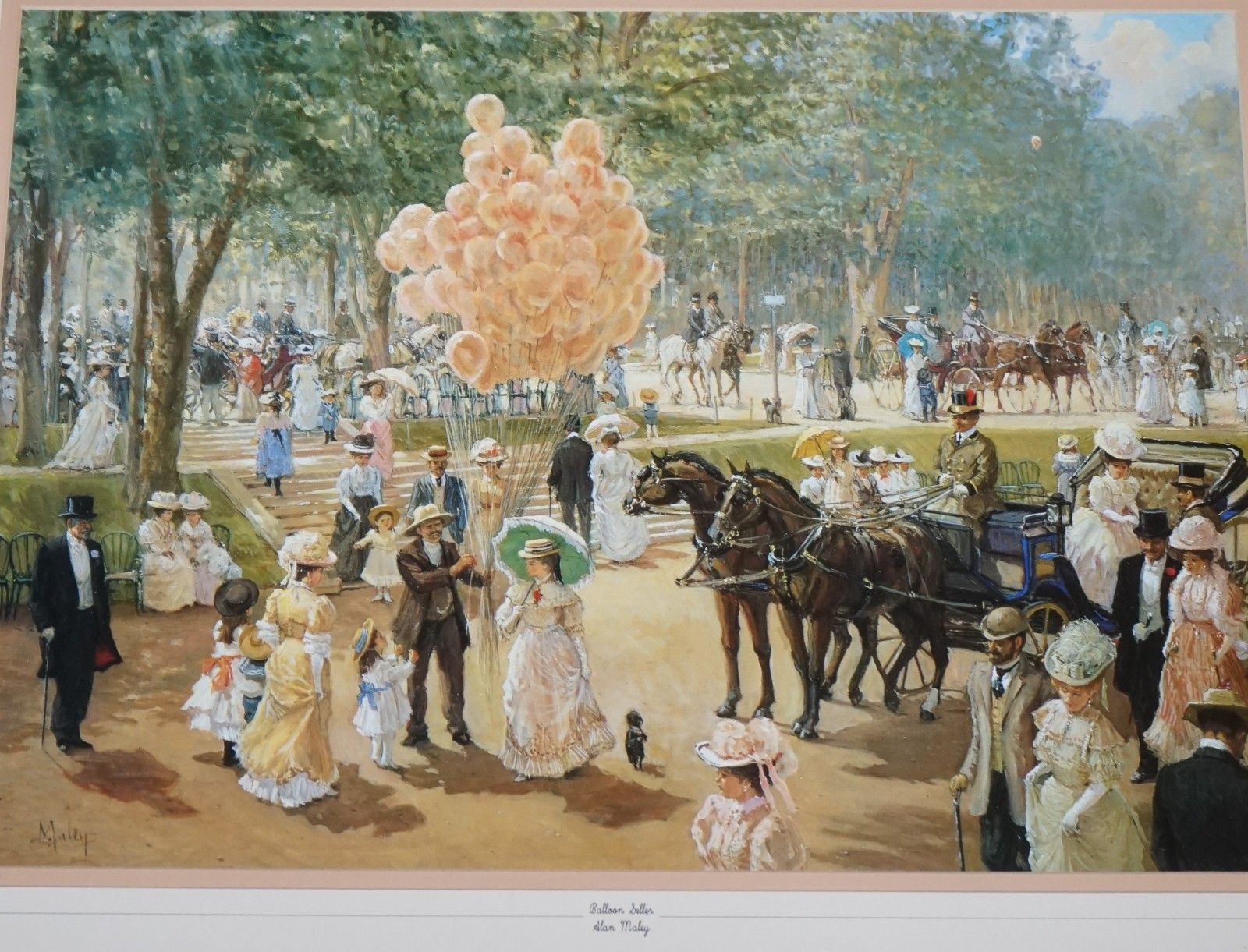 Vintage Print Painting Balloon Seller By Alan Maley 64 X 79 Cm photo 250.0