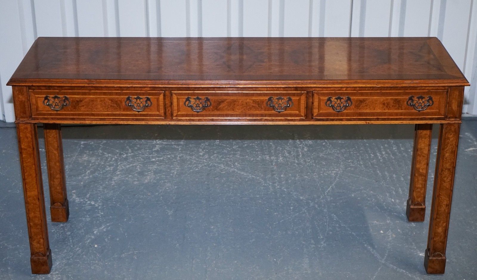 Georgian Style Brights Of Nettlebed London Burr Walnut Console Table photo for sale