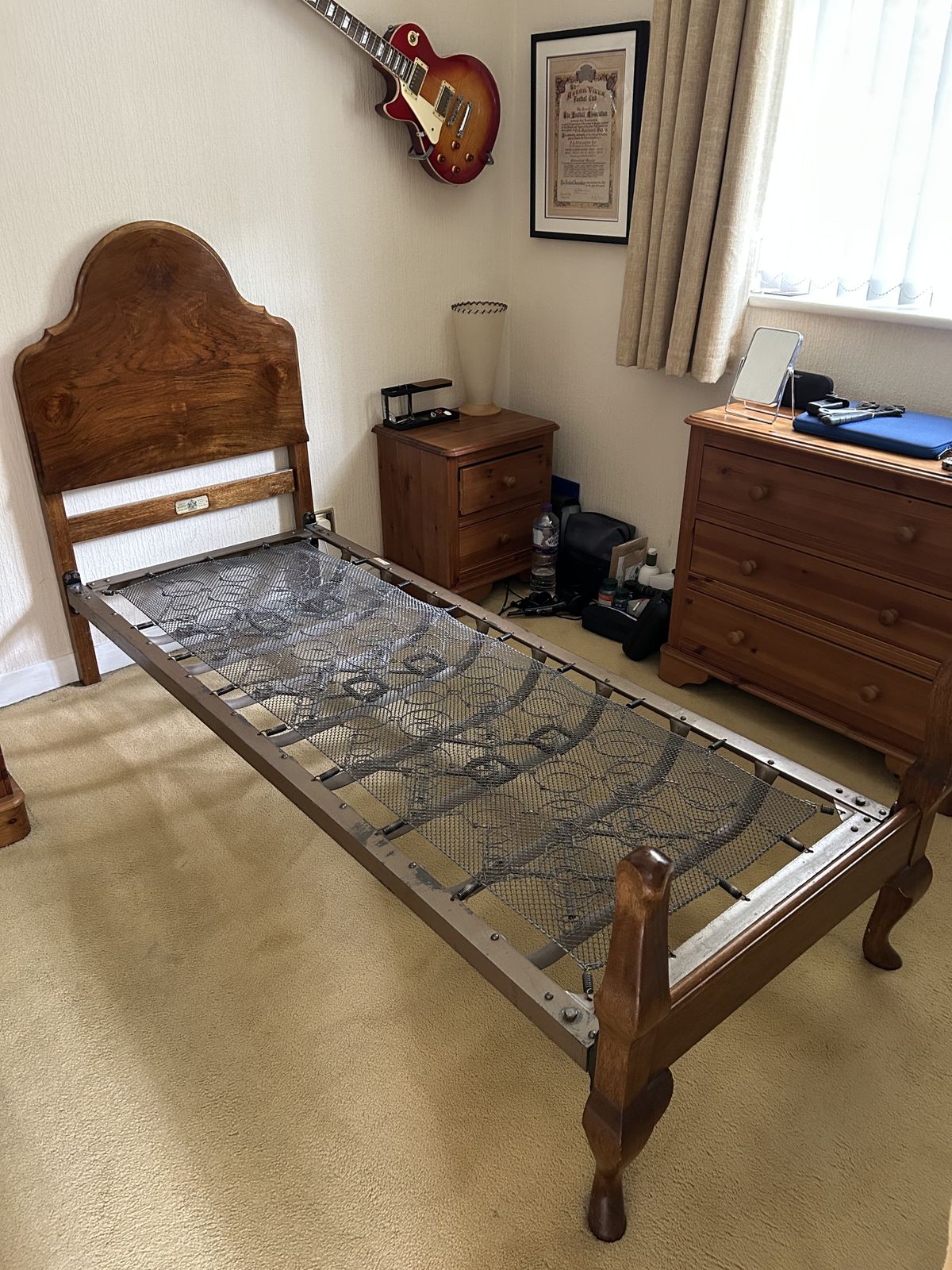 2 Staples & Co Single Beds With Steel Bases, 1 Mahogany. 1 Yew. Very Good Condition photo buy
