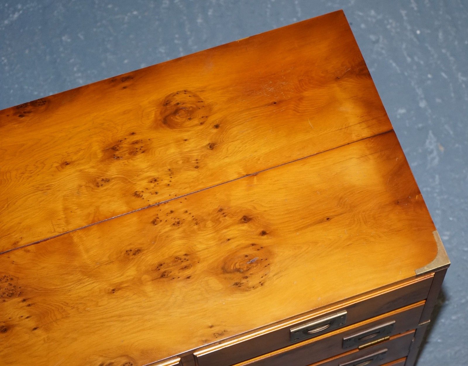 photo for sale Vintage Record Player Cabinet Hidden Inside Military Campaign Chest Of Drawers