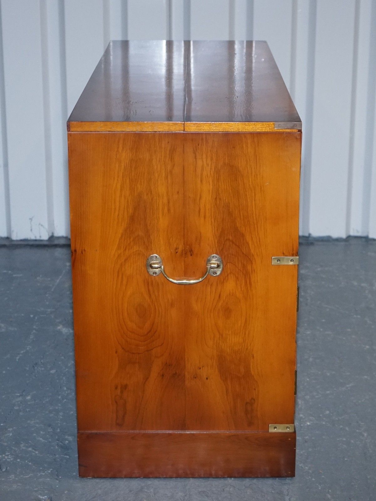photo buy Vintage Record Player Cabinet Hidden Inside Military Campaign Chest Of Drawers