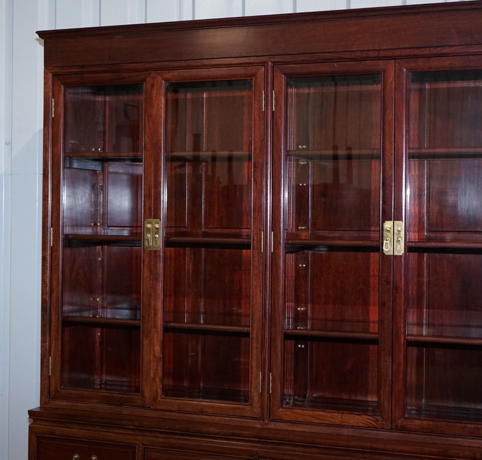 Tremendous Oriental Chinese Teak Bookcase Display Cabinet With Six Doors photo 4500.0