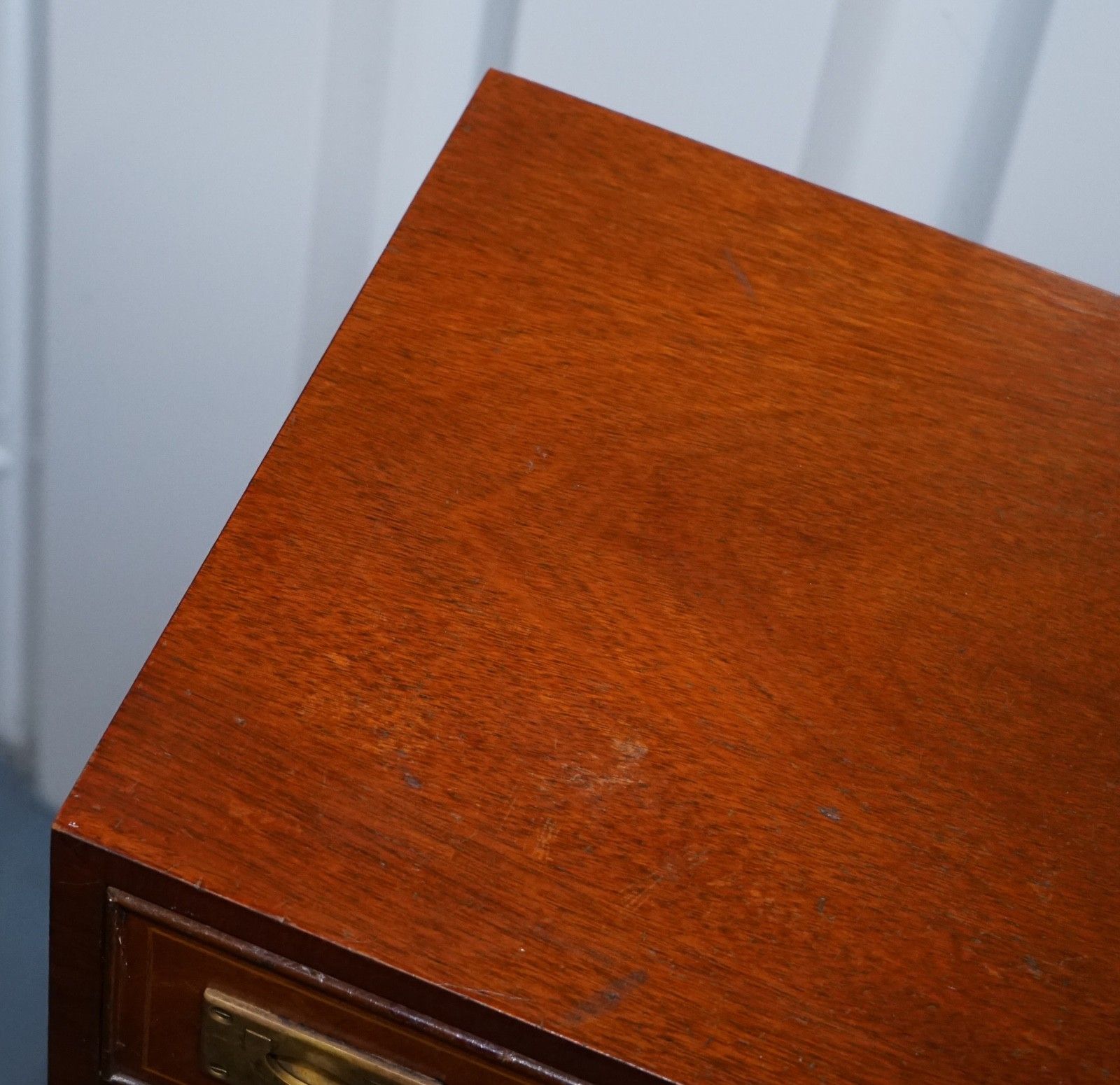 Furniture Military Campaign Style Tallboy Tall  Chest Of Drawers Brass Handles photo