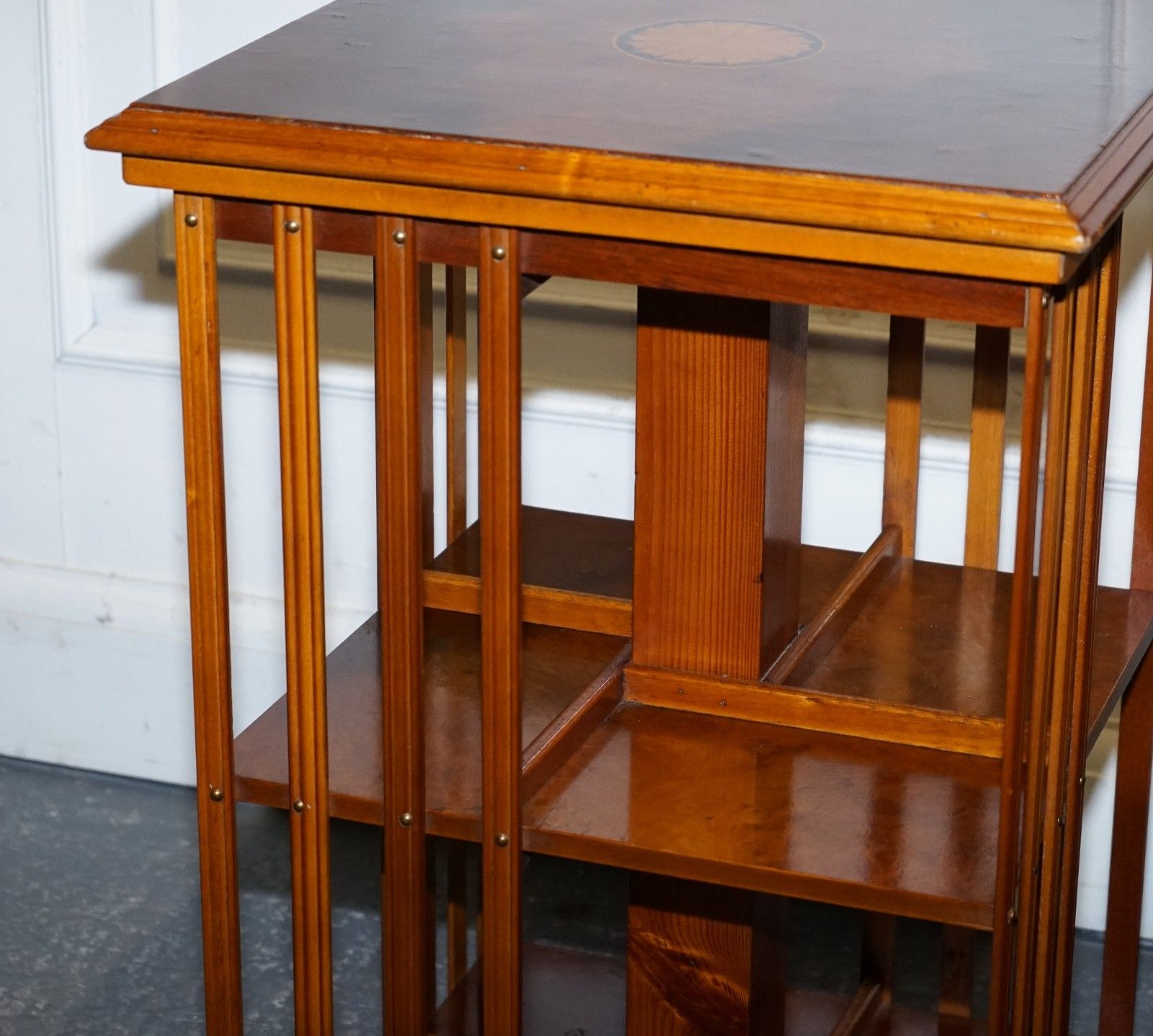 Restored Pair Of Antique Style Sheraton Revival Burr Walnut Bookcases Side Table photo Furniture