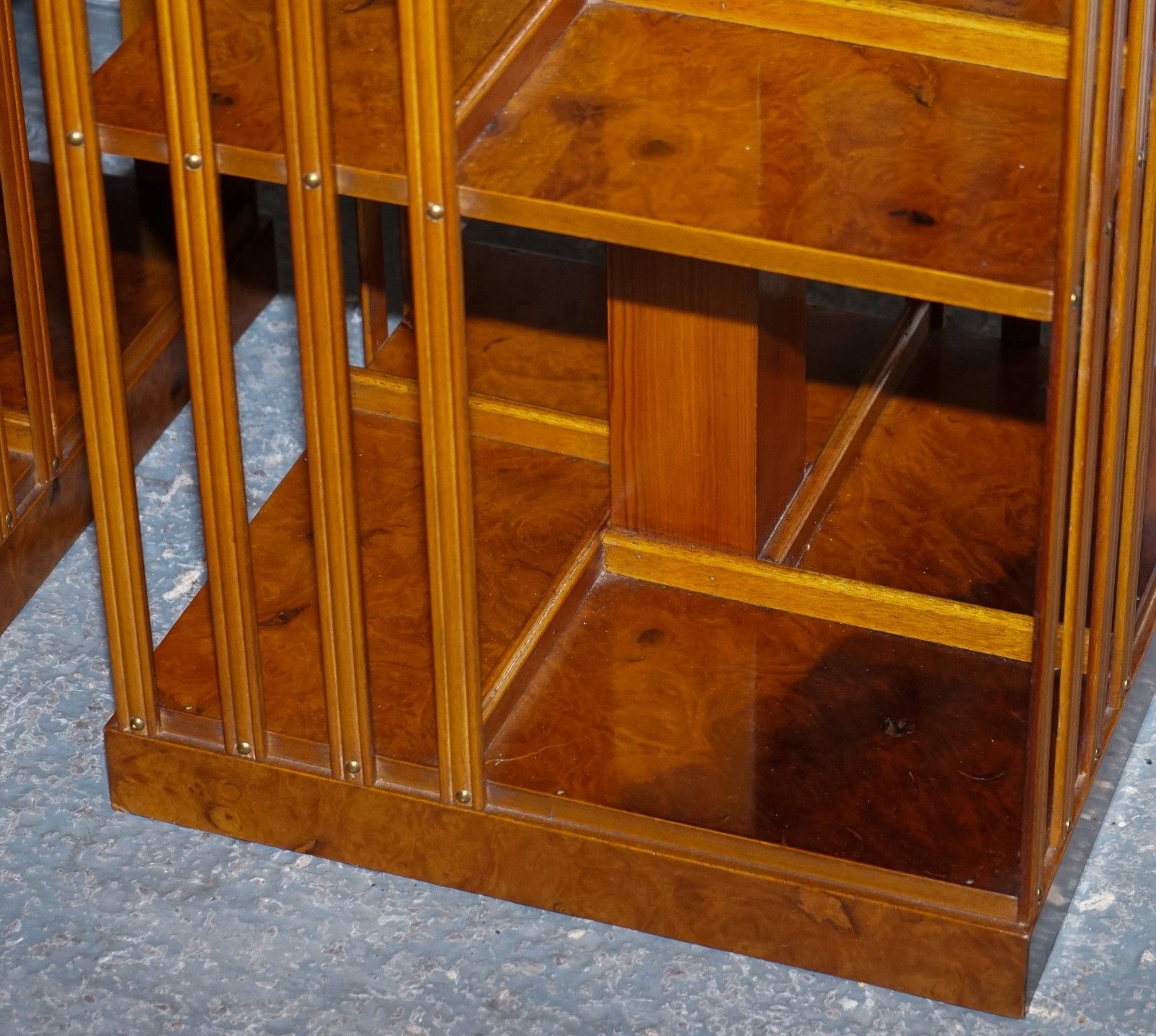 2250.0 Restored Pair Of Antique Style Sheraton Revival Burr Walnut Bookcases Side Table photo