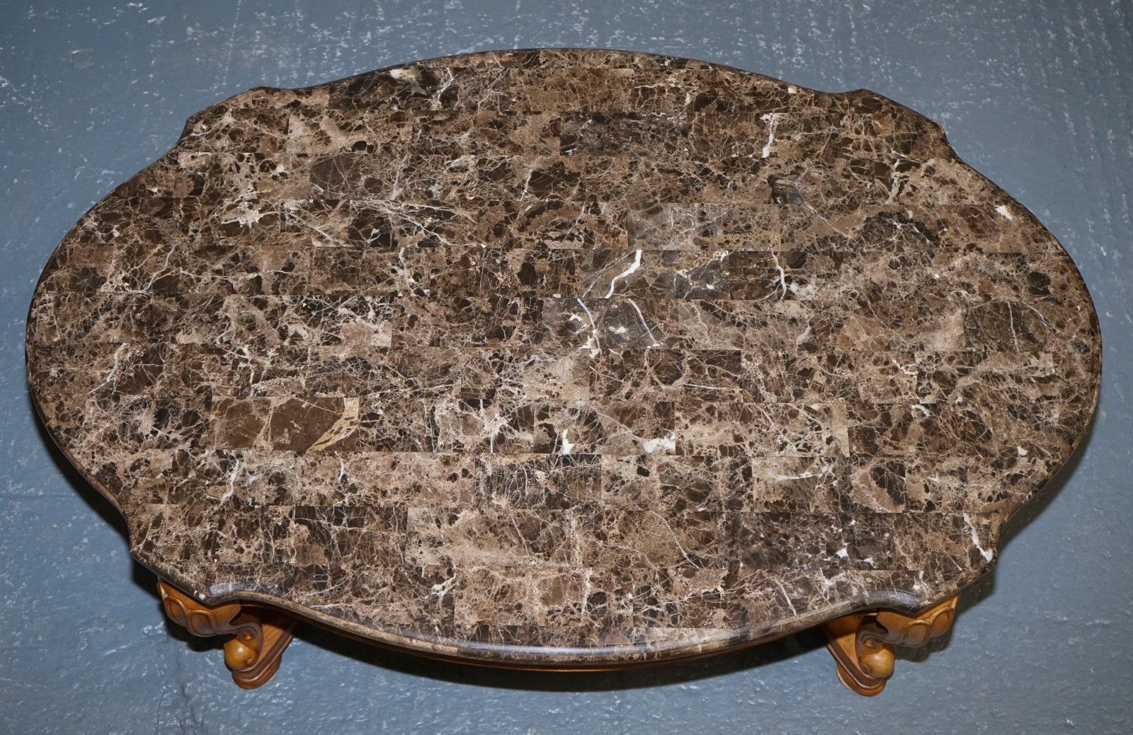 Vintage French Style Coffee Table With Faux Mabrle Top photo vintage