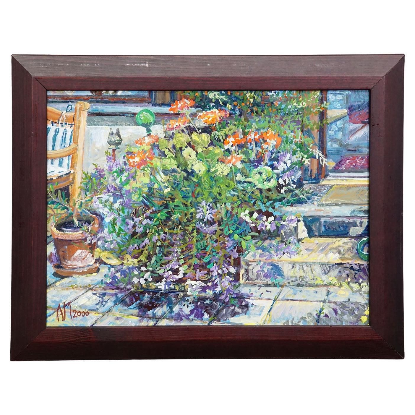Garden Flower Basket, 2000 – Oil Painting By Alexander Michael