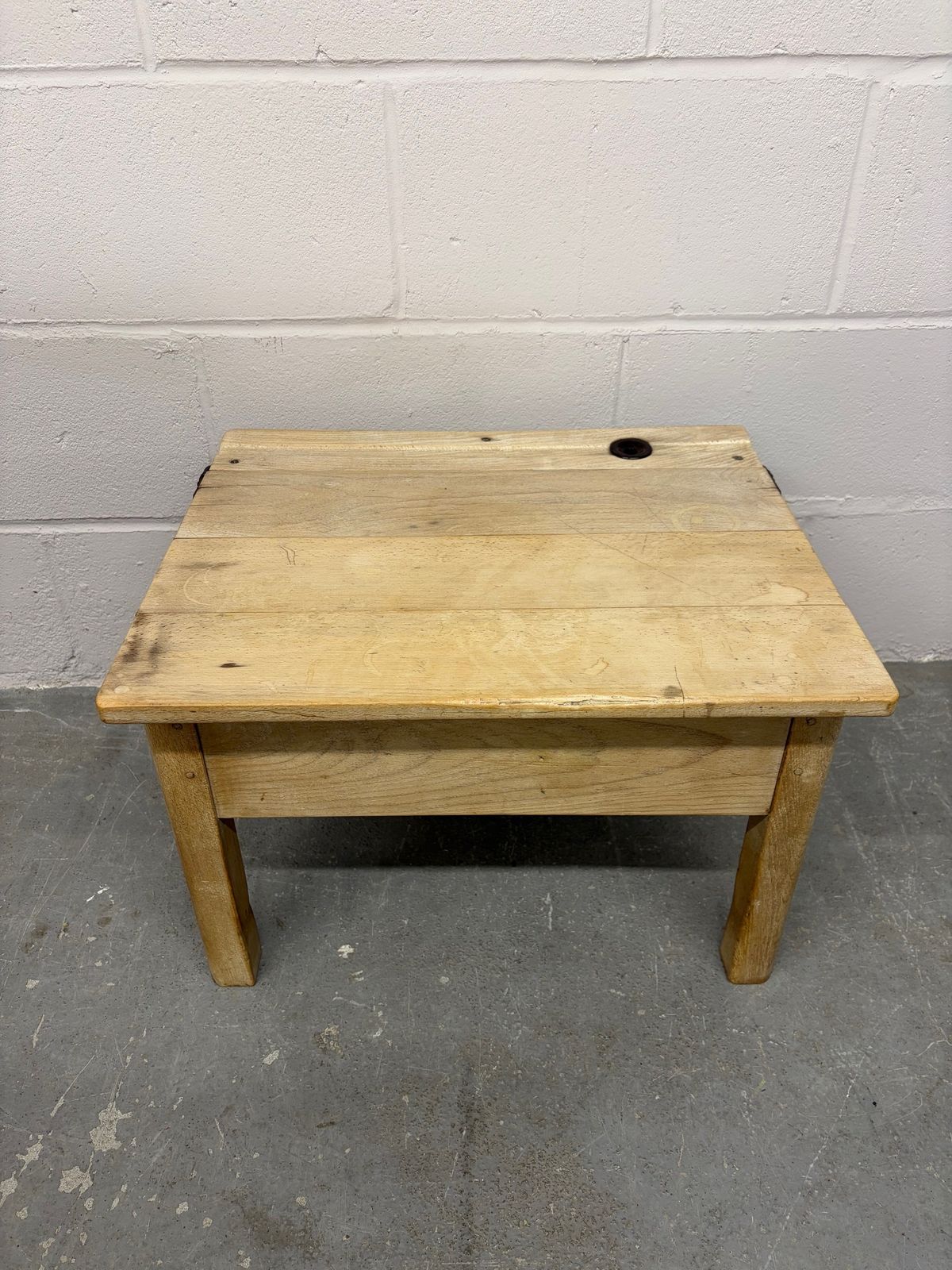 1950's Single Wooden School Desk With Lift Up Lid Modified
