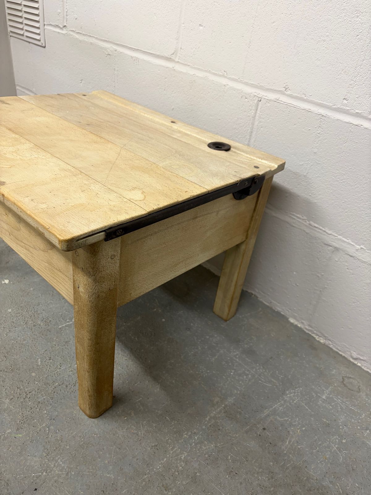 1950's Single Wooden School Desk With Lift Up Lid Modified photo 135.0