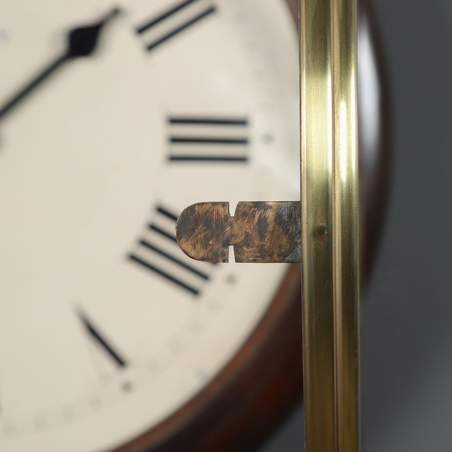 Antique 15½" Mahogany Utility Railway Station / School Round Dial Wall Clock (Timepiece) photo for sale