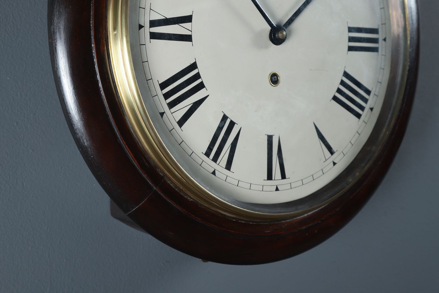 Antique 15½" Mahogany Utility Railway Station / School Round Dial Wall Clock (Timepiece) photo buy