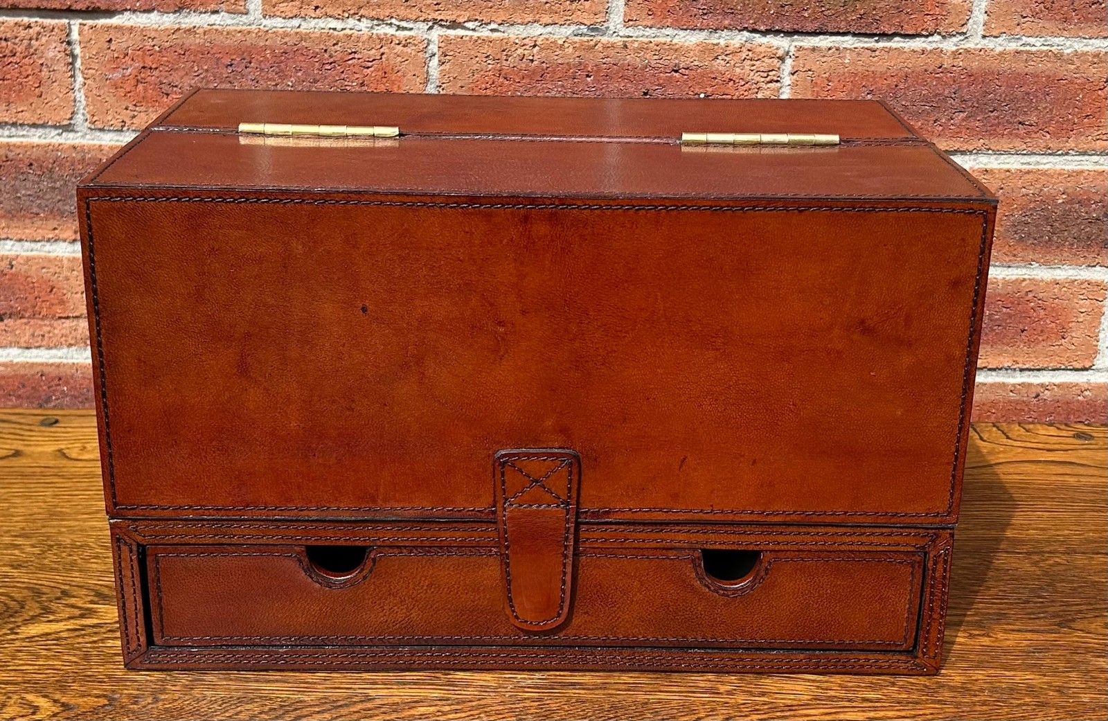 Quality Antique Style Leather Campaign Letter Writing Stationery Slope Box photo furniture