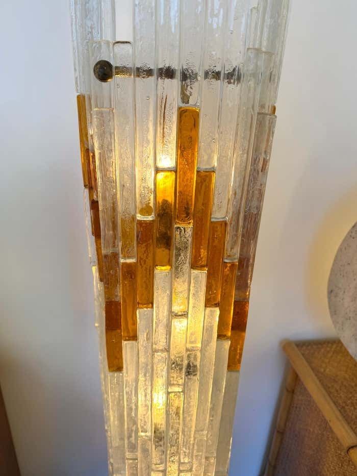 Mid Century Modern Glass Tower Floor Lamp By Poliarte, Italy, 1970s photo for sale