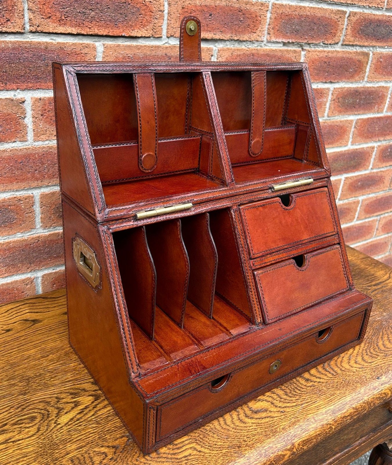 photo furniture Quality Antique Style Leather Campaign Letter Writing Stationery Slope Box