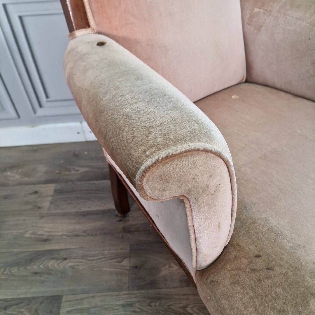 Antique Decorative Armchair Carved Chair Upholstered High Back Edwardian photo Furniture