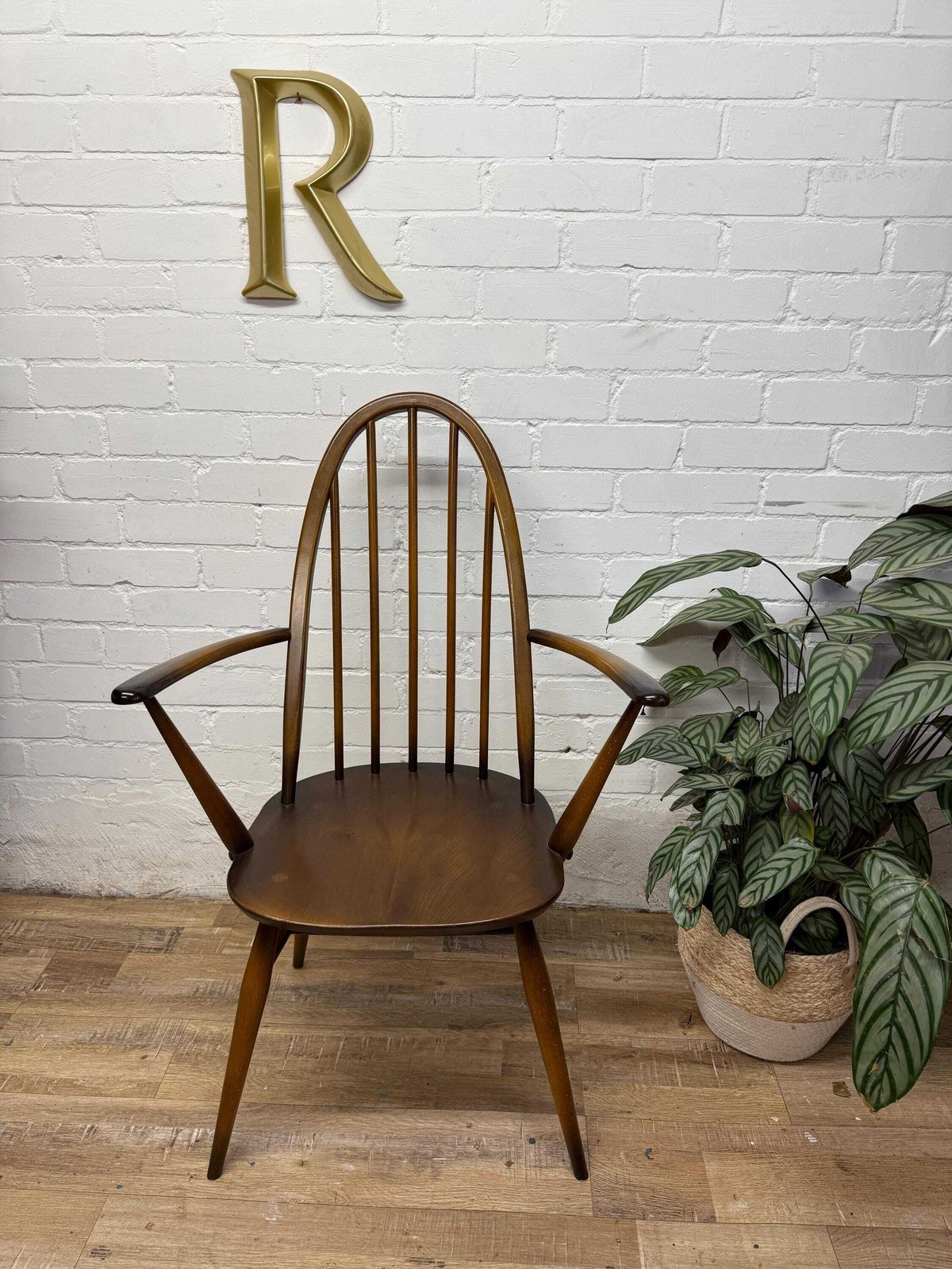 1978 Ercol 365a Armchair | Vintage Desk Chair | Elm Windsor Carver Chair