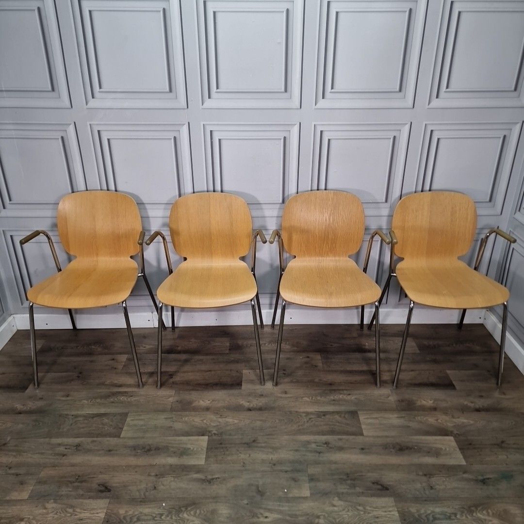 Retro Ikea Dietmar Chairs Set X4 Chrome Mid Century Style Arm Dining Desk Seat photo for sale